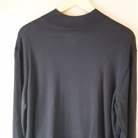 Black Brown 1826  Men's Navy Blue Mock Neck 100% Merino Wool Sweater Size XL - Picture 8 of 15